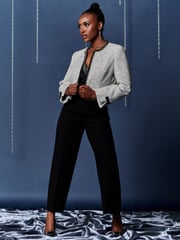 Jolie Moi Grey Contrast Trim Tweed Jacket - Image 3 of 5