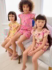 Pink/ Yellow Floral Short Pyjamas 3 Pack (9mths-12yrs) - Image 1 of 12