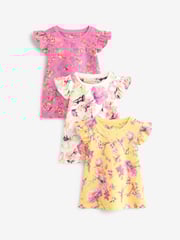 Pink/ Yellow Floral Short Pyjamas 3 Pack (9mths-12yrs) - Image 4 of 12