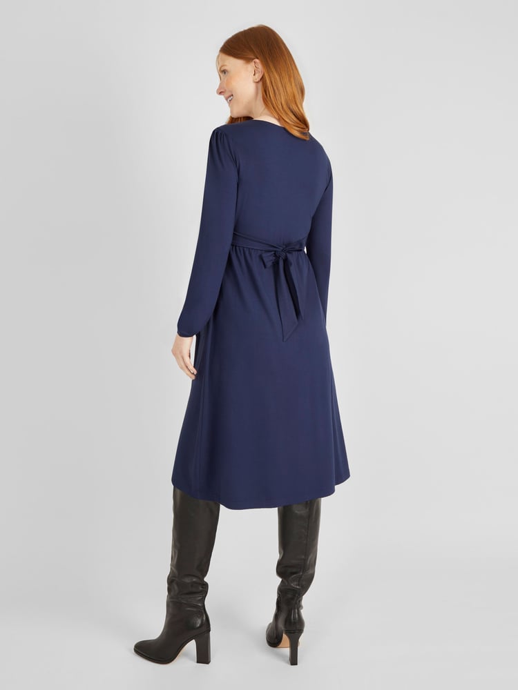 JoJo Maman Bébé Navy Maternity & Nursing Wrap Dress - Image 2 of 4