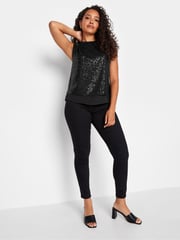 M&Co Black Sequin Tie Back Top - Image 2 of 4