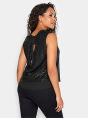 M&Co Black Sequin Tie Back Top - Image 3 of 4