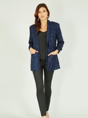 Yumi Blue Sequin Blazer With Pockets - Image 1 of 4