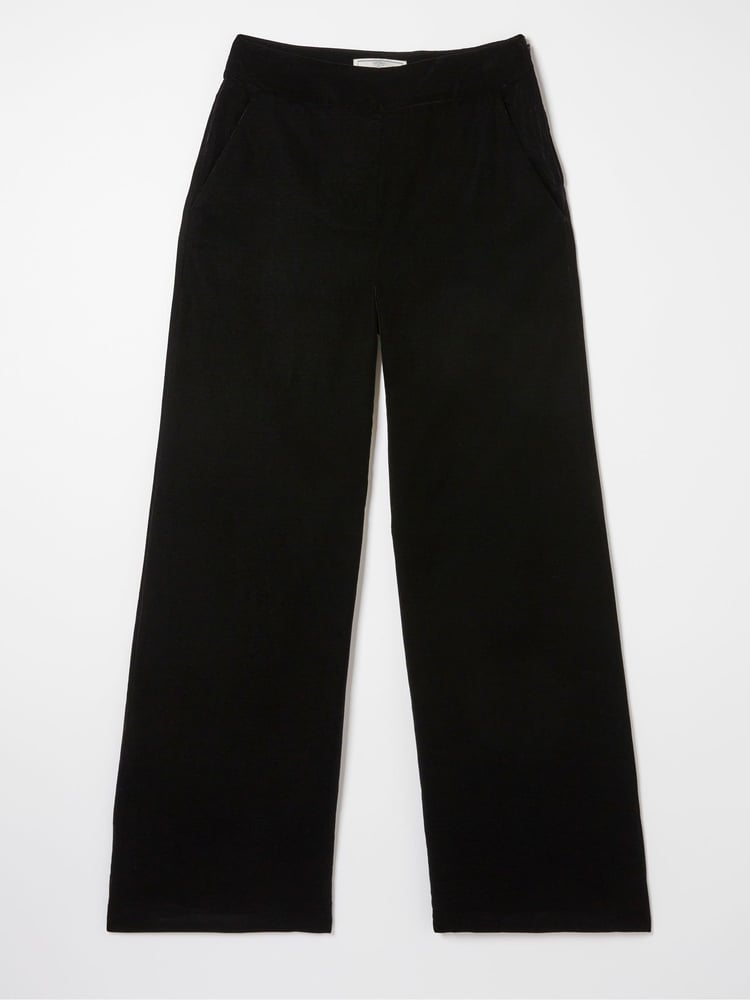 FatFace Black Wide Leg Velvet Trousers - Image 6 of 6