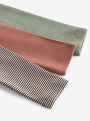 Rust Brown/Sage Green Stripe All Over Print Ribbed Leggings 3 Pack (3mths-7yrs) - Image 3 of 3