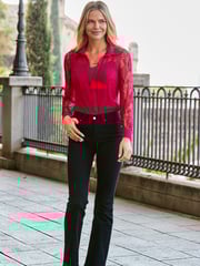 Sosandar Pink Lace Bardot Top - Image 4 of 5