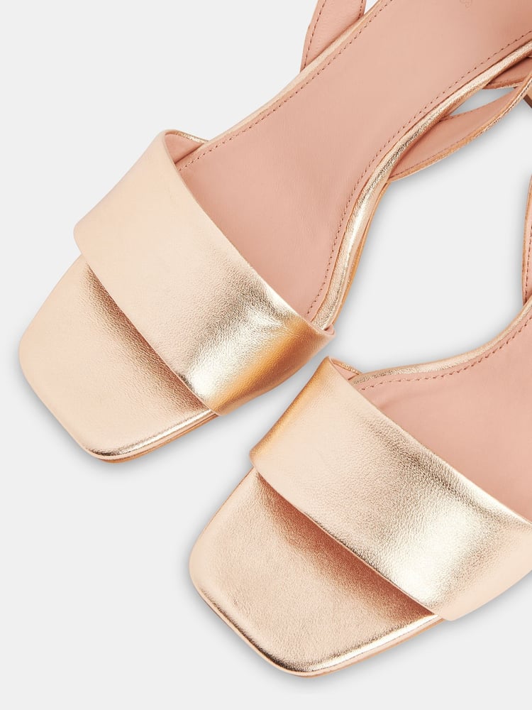 Whistles Gold Eden Block Heel Sandals - Image 3 of 3