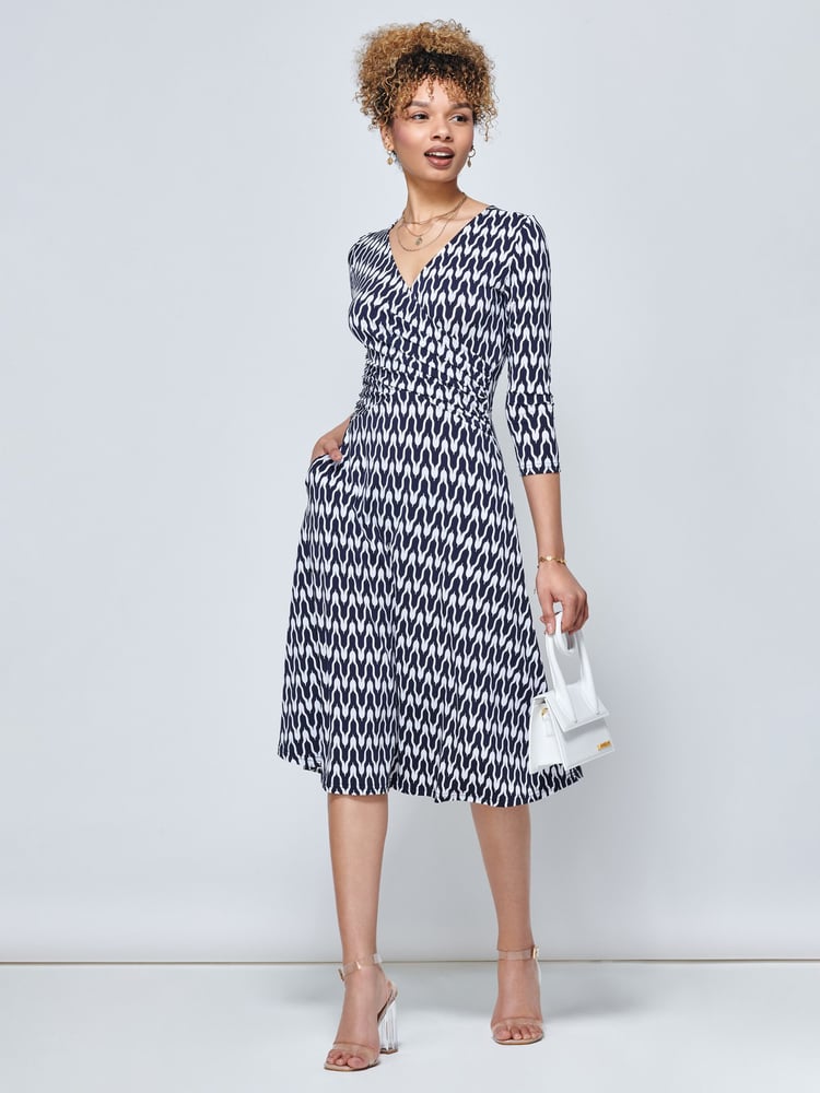 Jolie Moi Blue Odilia Fit & Flare Jersey Dress - Image 1 of 6