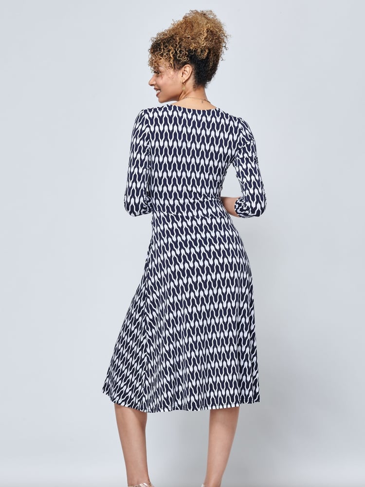 Jolie Moi Blue Odilia Fit & Flare Jersey Dress - Image 2 of 6
