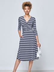 Jolie Moi Blue Odilia Fit & Flare Jersey Dress - Image 3 of 6