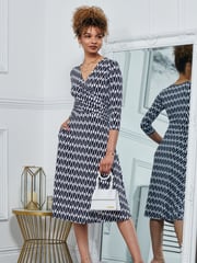 Jolie Moi Blue Odilia Fit & Flare Jersey Dress - Image 6 of 6