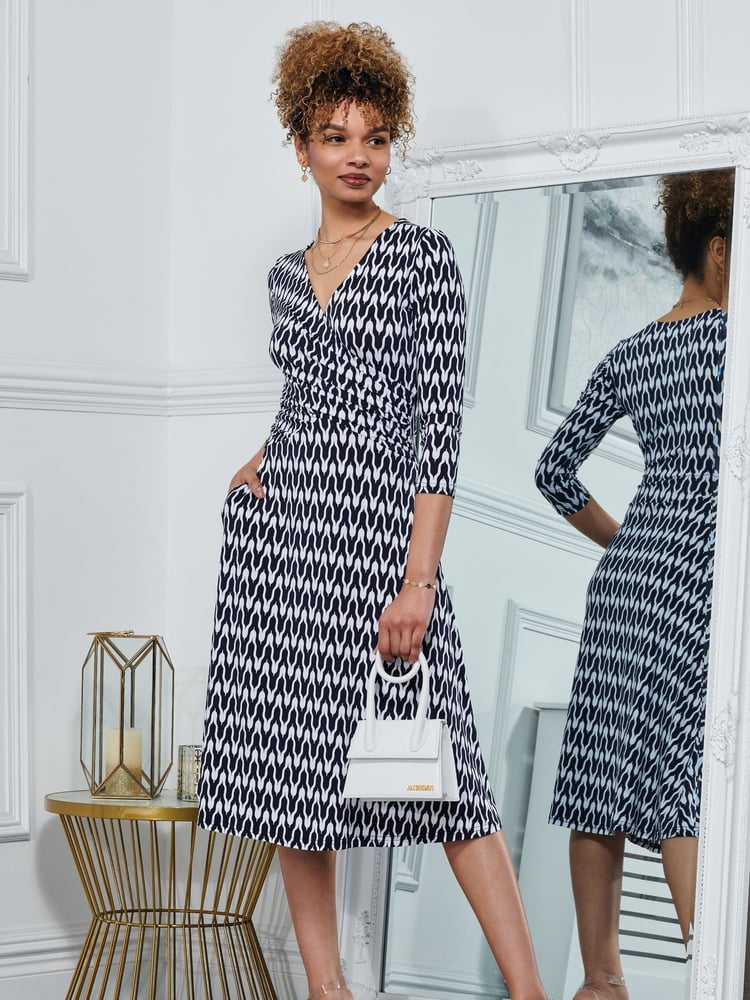 Jolie Moi Blue Odilia Fit & Flare Jersey Dress - Image 6 of 6