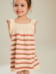 Ecru Marl 100% Cotton Crochet Dress (6mths-7yrs) - Image 1 of 5