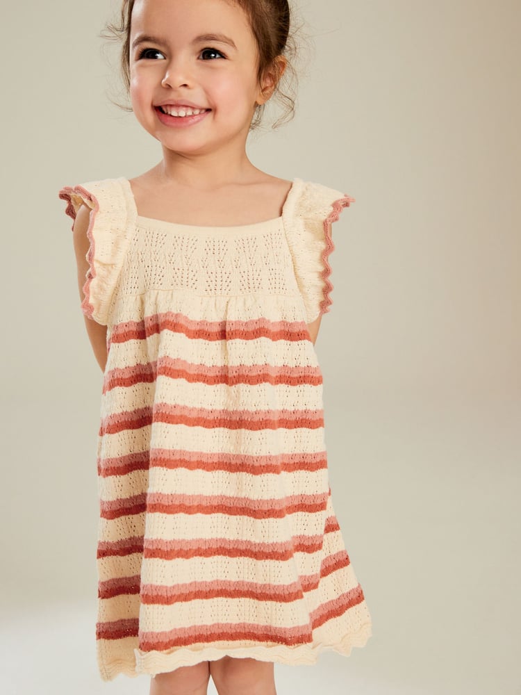 Ecru Marl 100% Cotton Crochet Dress (6mths-7yrs) - Image 1 of 5