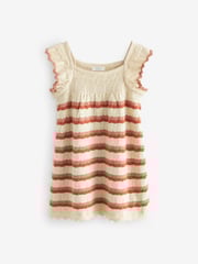 Ecru Marl 100% Cotton Crochet Dress (6mths-7yrs) - Image 3 of 5