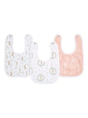 aden + anais Pink Essentials 100% Cotton Muslin Snap Bunnies Bibs 3 Pack - Image 1 of 2