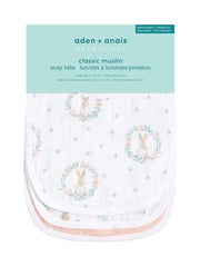 aden + anais Pink Essentials 100% Cotton Muslin Snap Bunnies Bibs 3 Pack - Image 2 of 2