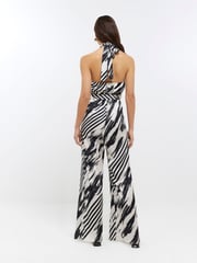 River Island Black Striped Halter Neck Jumpsuit - Image 2 of 4