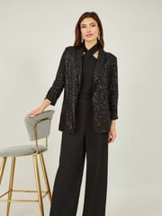 Yumi Black Sequin Blazer With Pockets - Image 3 of 5