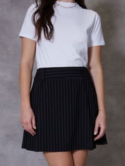 Threadbare Black Pleated A-Line Mini Skirt - Image 1 of 5