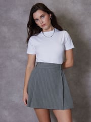 Threadbare Grey Pleated A-Line Mini Skirt - Image 1 of 4
