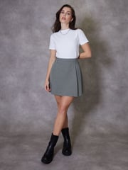Threadbare Grey Pleated A-Line Mini Skirt - Image 3 of 4