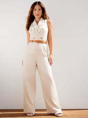 Myleene Klass Cream Sleeveless Tailored Jumpsuit - Image 6 of 9