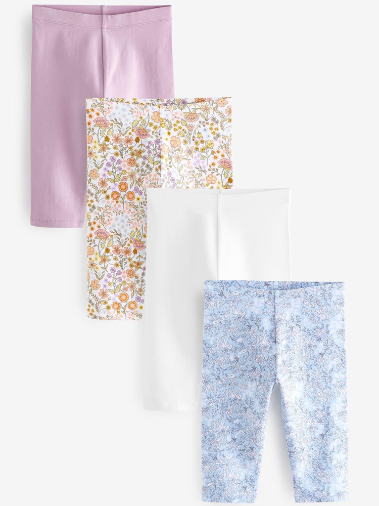 Pink/Blue/Pretty Ditsy Floral Print Cropped Leggings 4 Pack (3-16yrs) - Image 1 of 7