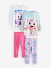 Unicorn Leggings 100% Cotton Pyjamas 2 Pack (3-12yrs) - Image 1 of 7
