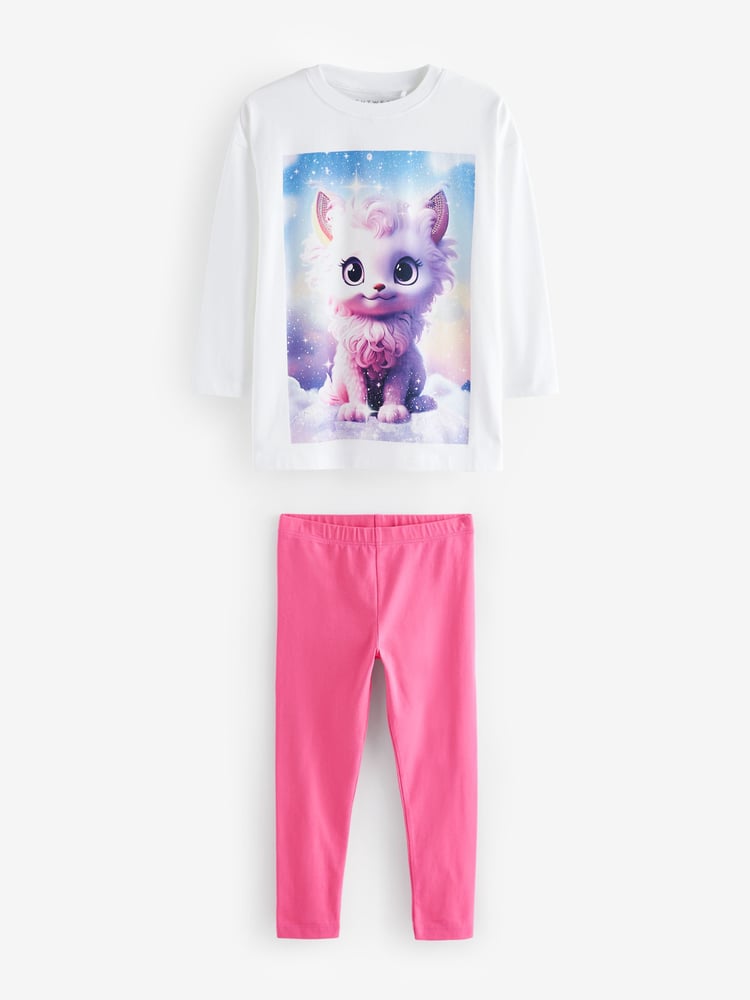 Unicorn Leggings 100% Cotton Pyjamas 2 Pack (3-12yrs) - Image 2 of 7