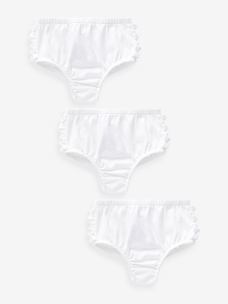 White Baby 100% Cotton Knickers 3 Pack (0mths-2yrs) - Image 1 of 4