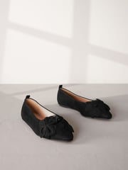 Black Signature Leather Corsage Ballerinas - Image 1 of 6