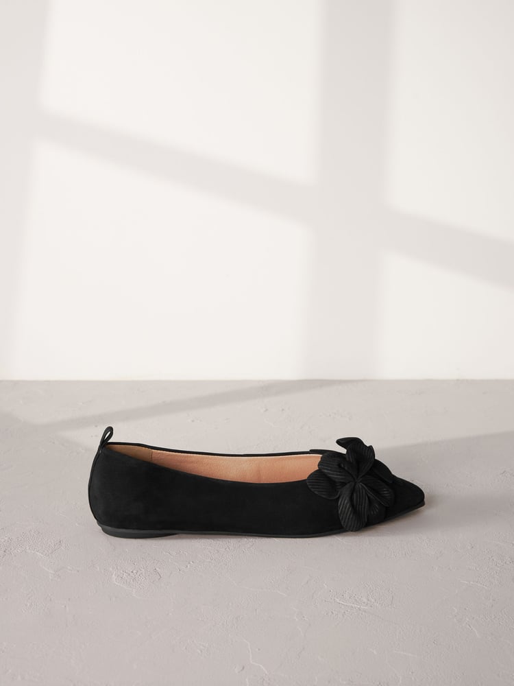 Black Signature Leather Corsage Ballerinas - Image 2 of 6