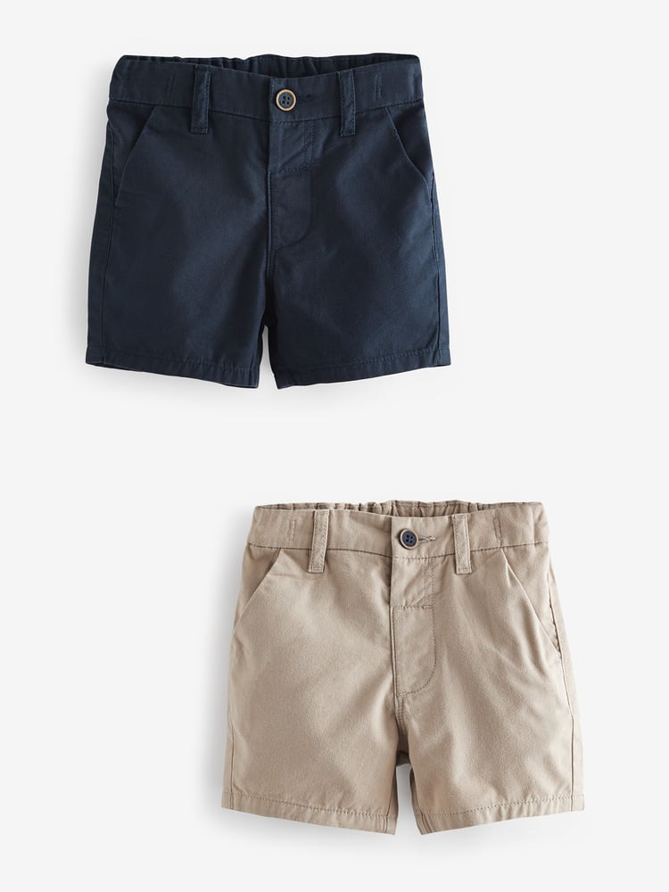 Navy/Stone Chino Shorts 2 Pack (3mths-7yrs) - Image 1 of 5