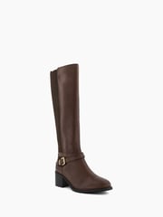 Dune London Brown Tildy Strap Detail High Leg Long Boots - Image 2 of 5