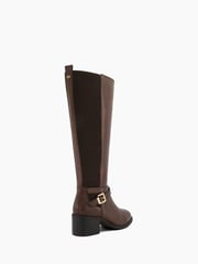 Dune London Brown Tildy Strap Detail High Leg Long Boots - Image 3 of 5