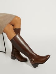 Dune London Brown Tildy Strap Detail High Leg Long Boots - Image 5 of 5