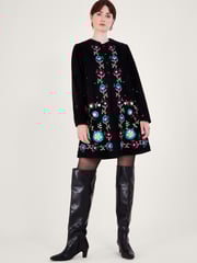 Monsoon Black Cord Embroidered Kim Short Dress - Image 1 of 5