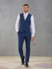 Bright Blue Signature Tollegno Wool Regular Fit Suit Waistcoat - Image 2 of 10