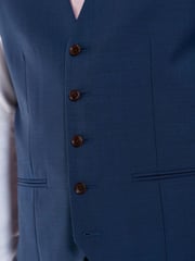 Bright Blue Signature Tollegno Wool Regular Fit Suit Waistcoat - Image 6 of 10