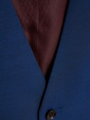 Bright Blue Signature Tollegno Wool Regular Fit Suit Waistcoat - Image 9 of 10