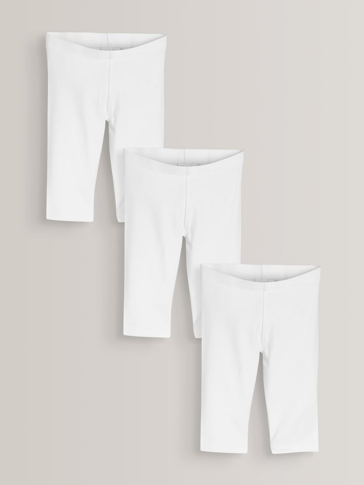 White 3 Pack Cropped Leggings (3-16yrs) - Image 1 of 4 White 3 Pack Cropped Leggings (3-16yrs) - Image 1 of 4