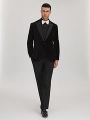 Reiss Black Marcel - Double Cuff Slim Fit Double Cuff Tuxedo Shirt - Image 3 of 8
