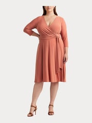 Lauren Ralph Lauren Curve Midi Surplice Dress - Image 4 of 8