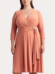Lauren Ralph Lauren Curve Midi Surplice Dress - Image 6 of 8