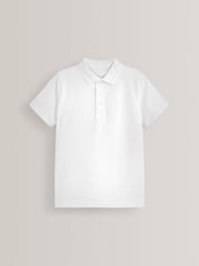 White Cotton School Short Sleeve 100% Cotton Polo Shirts 5 Pack (3-16yrs) - Image 2 of 6