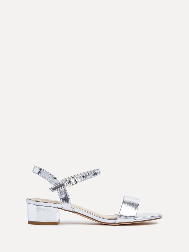 Linzi Silver Kezzi Barely There Low Block Heeled Sandals - Image 2 of 5