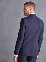 Navy Blue Slim Signature Tollegno Italian Wool Suit Jacket - Image 3 of 9