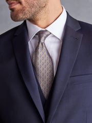 Navy Blue Slim Signature Tollegno Italian Wool Suit Jacket - Image 4 of 9