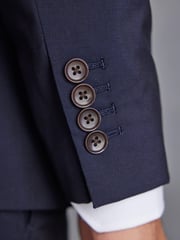 Navy Blue Slim Signature Tollegno Italian Wool Suit Jacket - Image 7 of 9